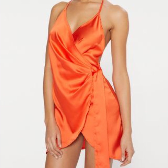 satin wrap bodycon dress